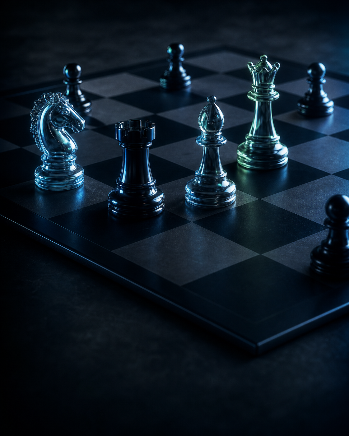 Chess pieces arranged on a dark board to represent strategic sequencing and decision clarity